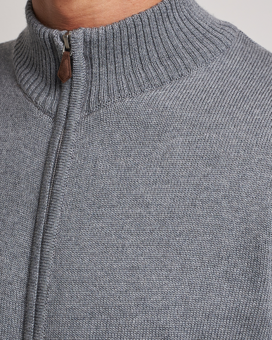 Herre | Gensere | Stenströms | Chunky Merino Full Zip Cardigan Grey