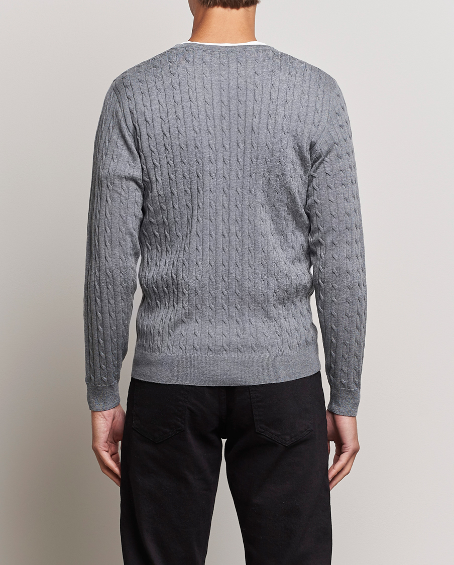 Herre | Gensere | Stenströms | Merino Cable Crew Neck Grey