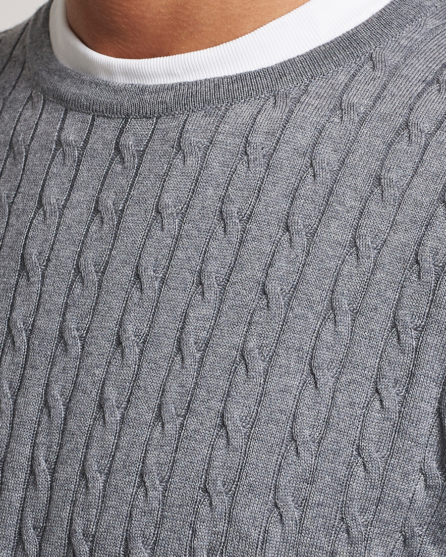 Herre | Gensere | Stenströms | Merino Cable Crew Neck Grey