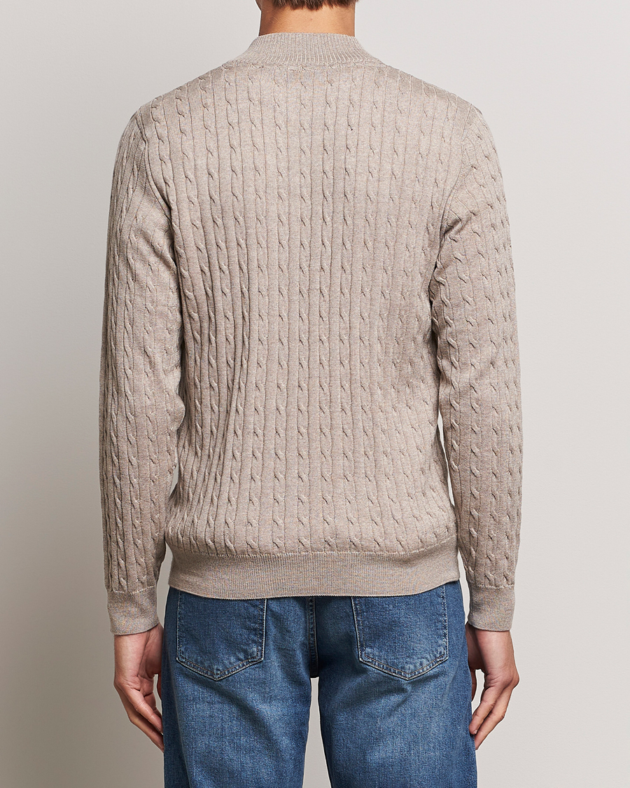Herre | Gensere | Stenströms | Merino Cable Half Zip Beige