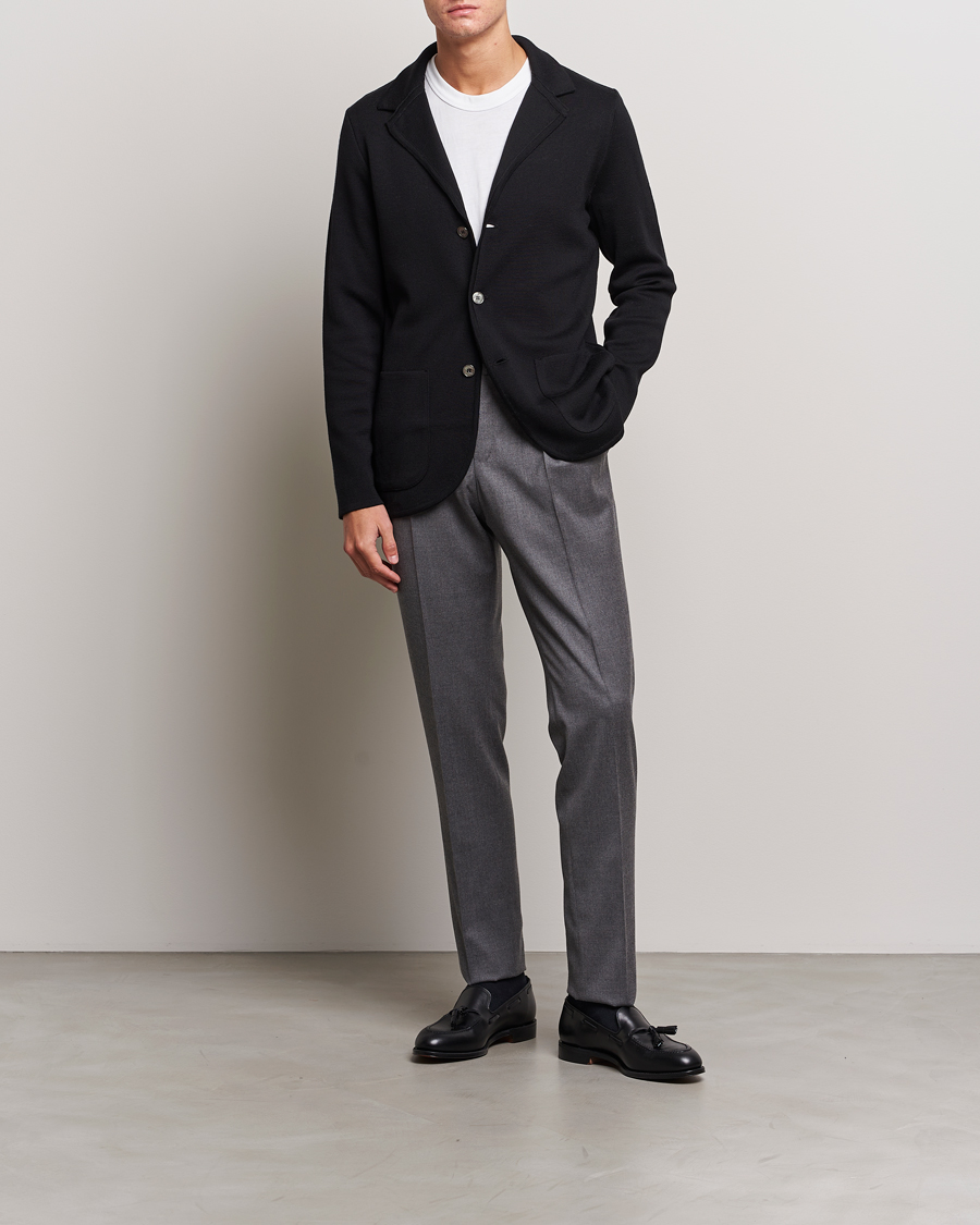 Herre | Dressjakker | Stenströms | Milano Knitted Merino Blazer Black