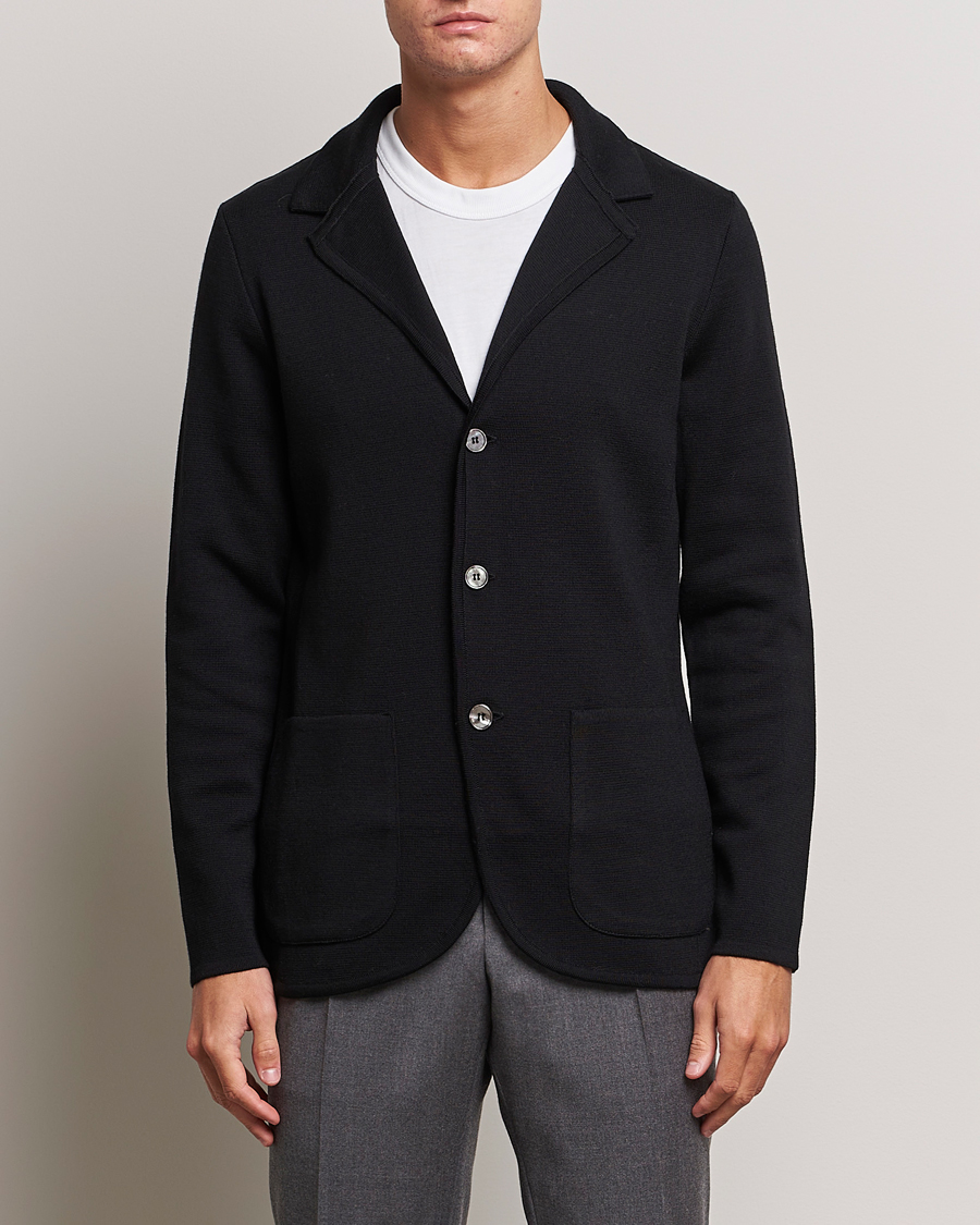 Herre | Strikkede blazere | Stenströms | Milano Knitted Merino Blazer Black