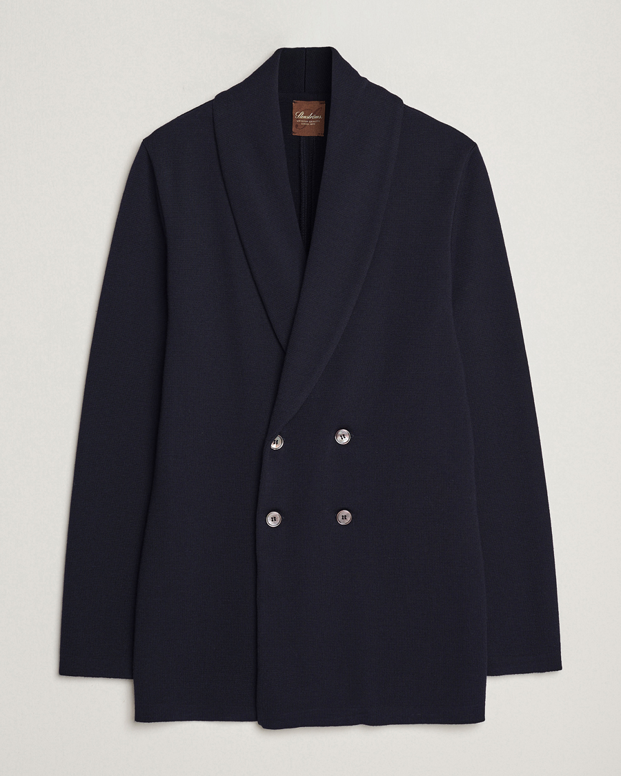 Herre | Dressjakker | Stenströms | Merino Knitted Tuxedo Cardigan Navy