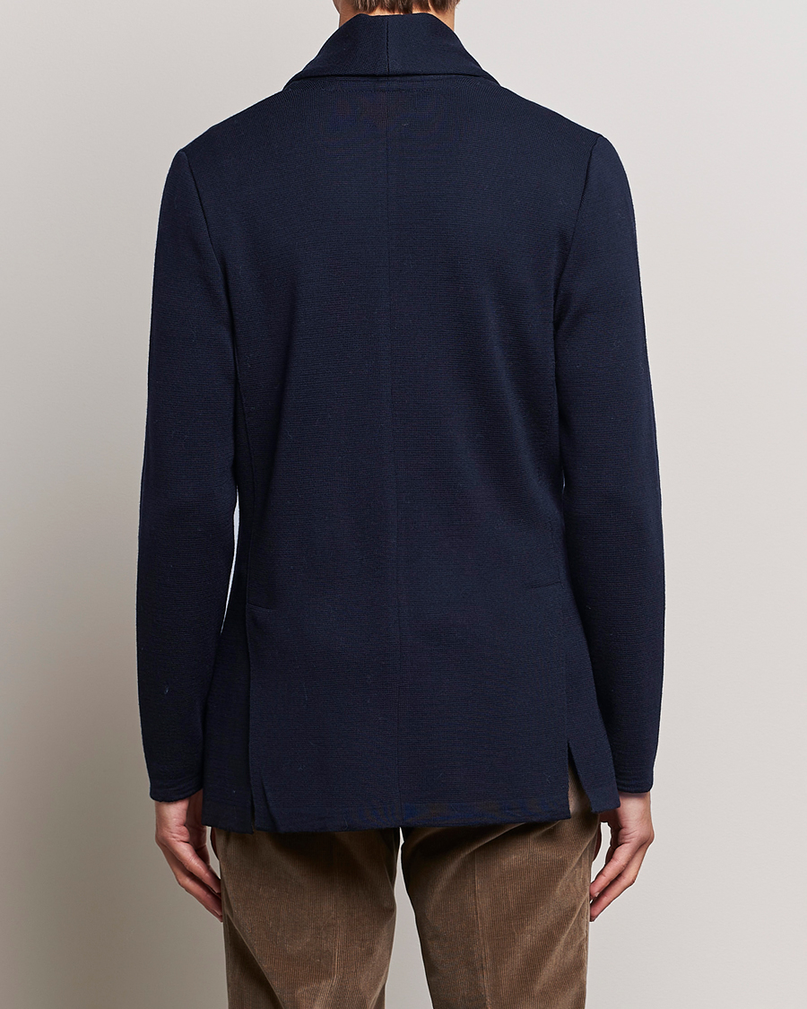 Herre | Dressjakker | Stenströms | Merino Knitted Tuxedo Cardigan Navy