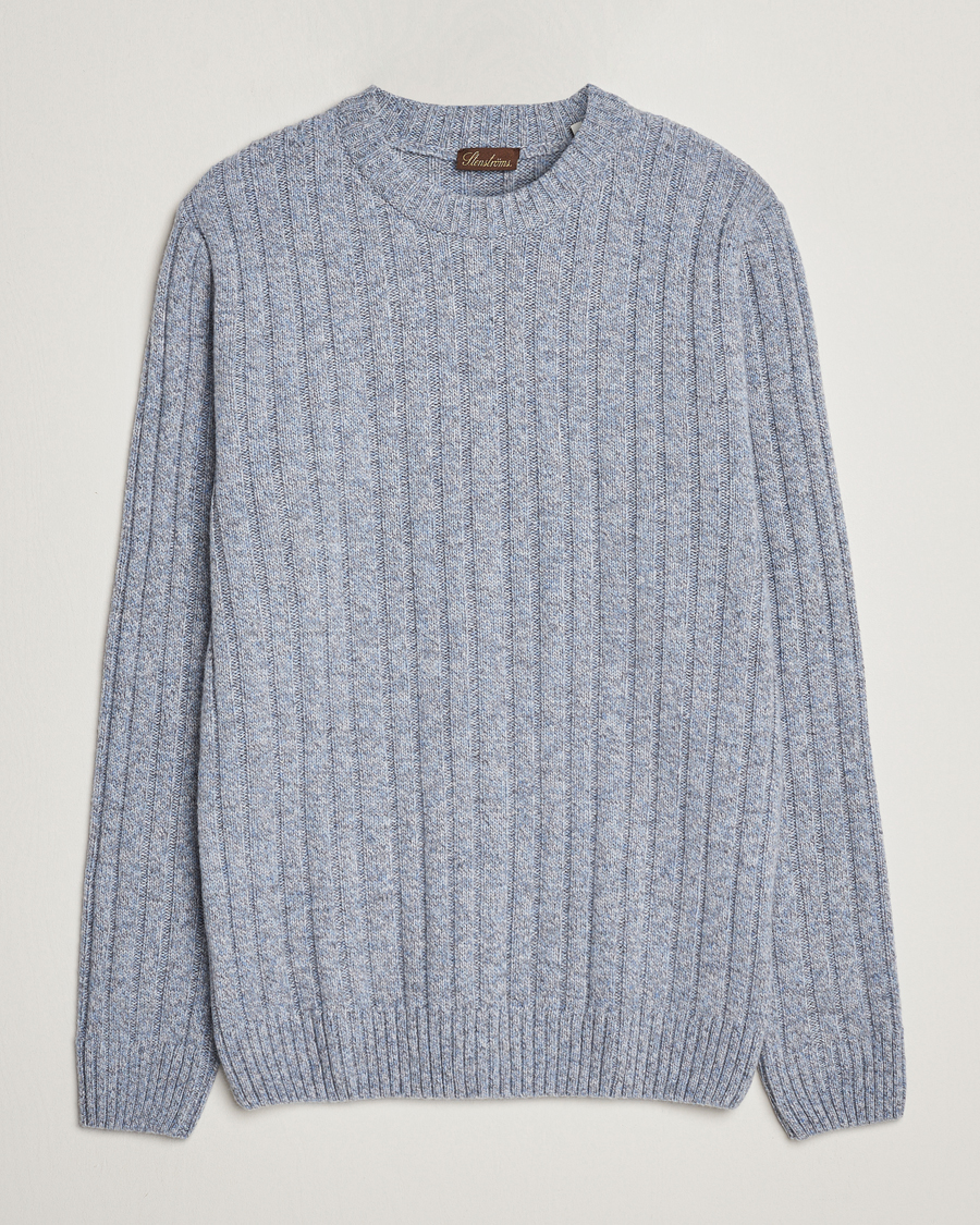 Herre | Gensere | Stenströms | Super Geelong Merino Crewneck Blue/Grey