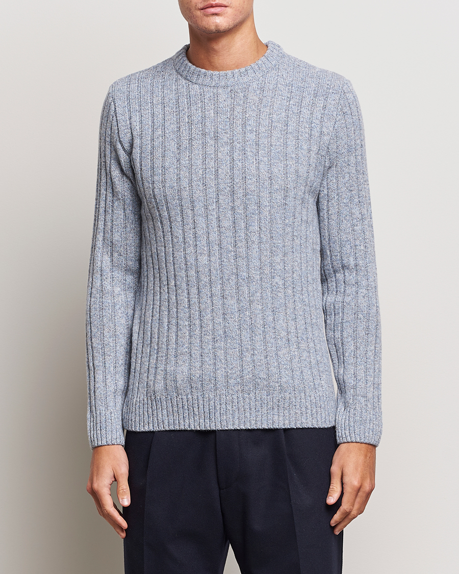 Herre | Gensere | Stenströms | Super Geelong Merino Crewneck Blue/Grey
