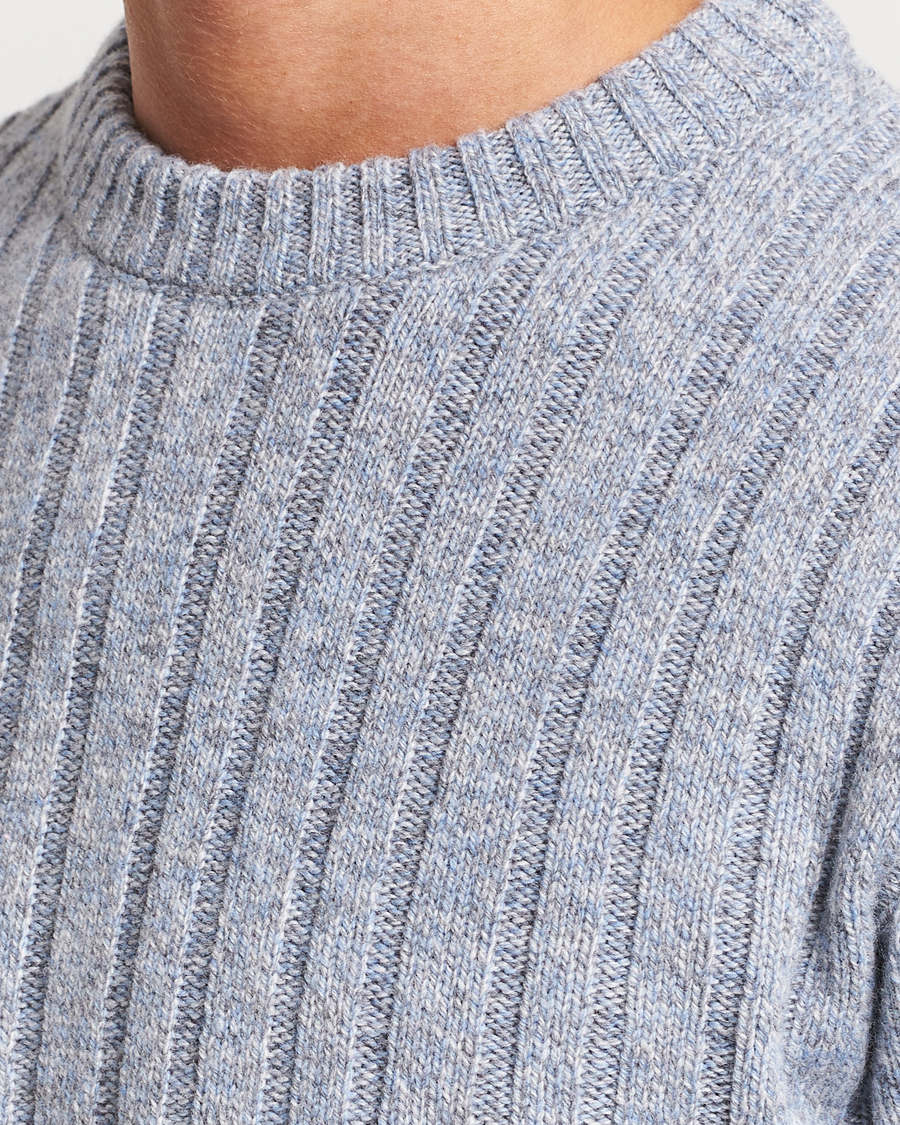 Herre | Gensere | Stenströms | Super Geelong Merino Crewneck Blue/Grey