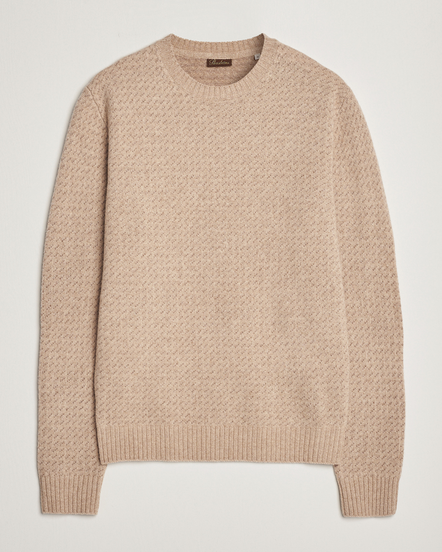 Herre | Gensere | Stenströms | Patterned Yak Merino Crewneck Beige