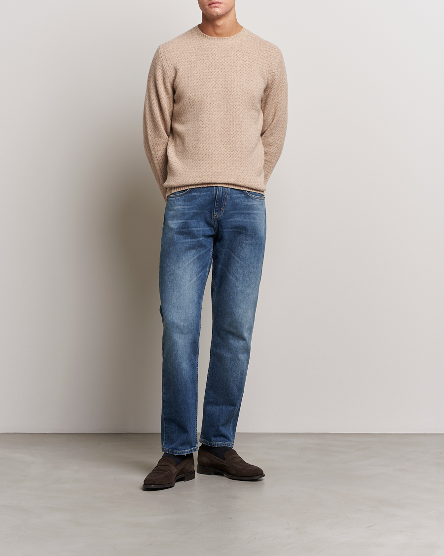 Herre | Gensere | Stenströms | Patterned Yak Merino Crewneck Beige
