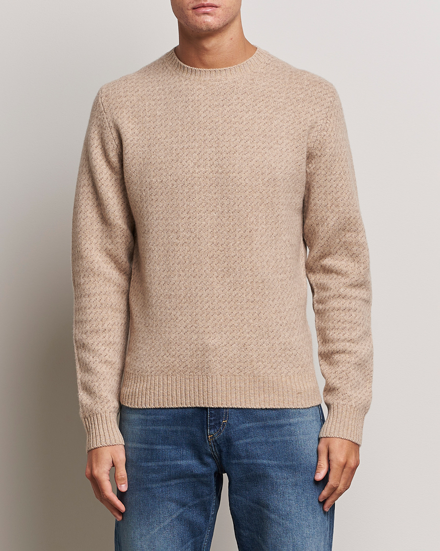 Herre |  | Stenströms | Patterned Yak Merino Crewneck Beige