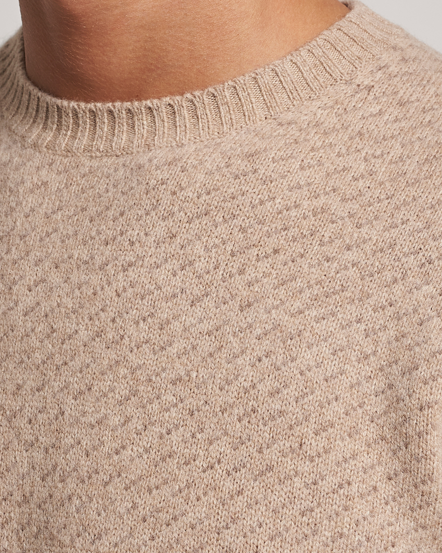 Herre | Gensere | Stenströms | Patterned Yak Merino Crewneck Beige
