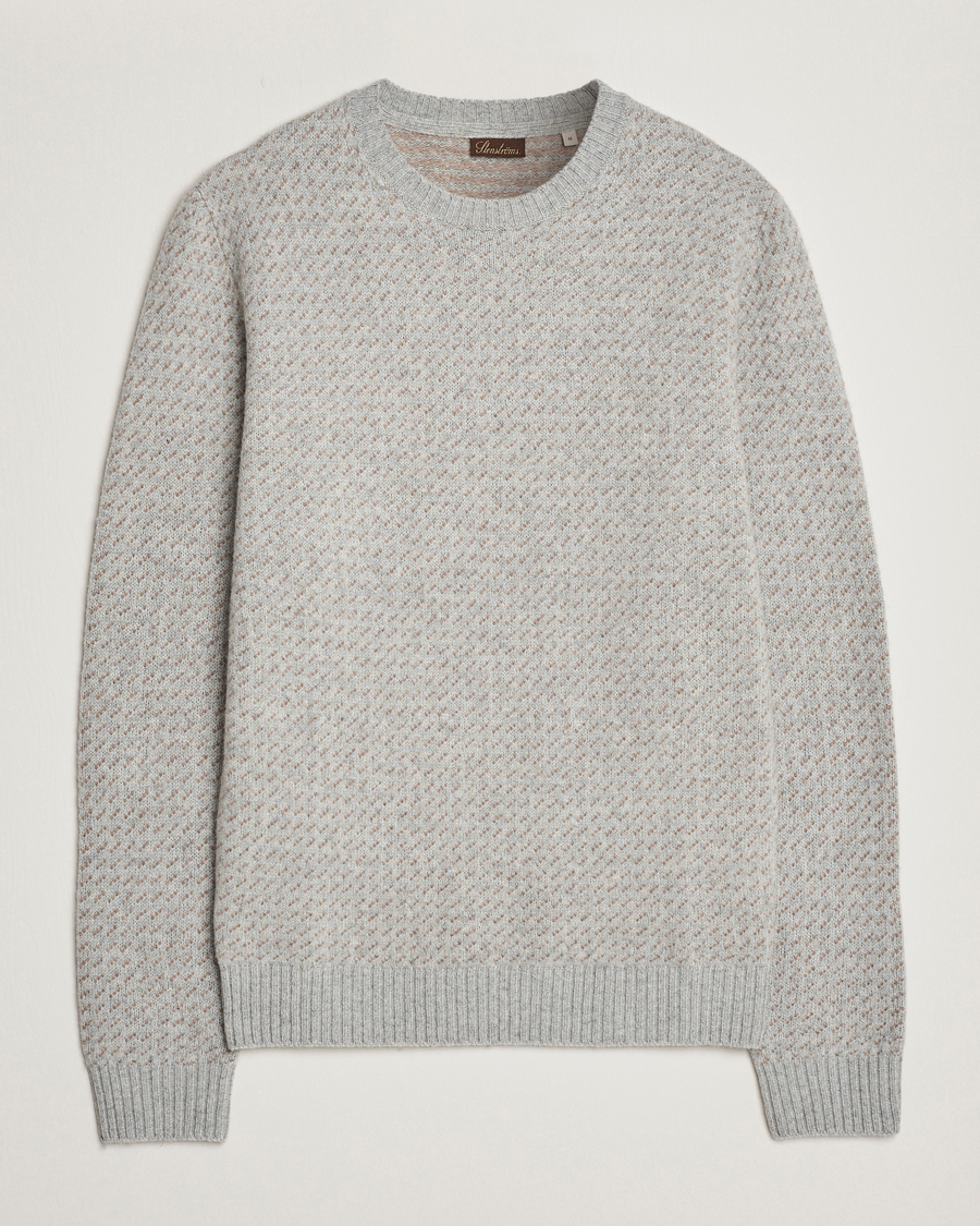 Herre | Gensere | Stenströms | Patterned Yak Merino Crewneck Grey