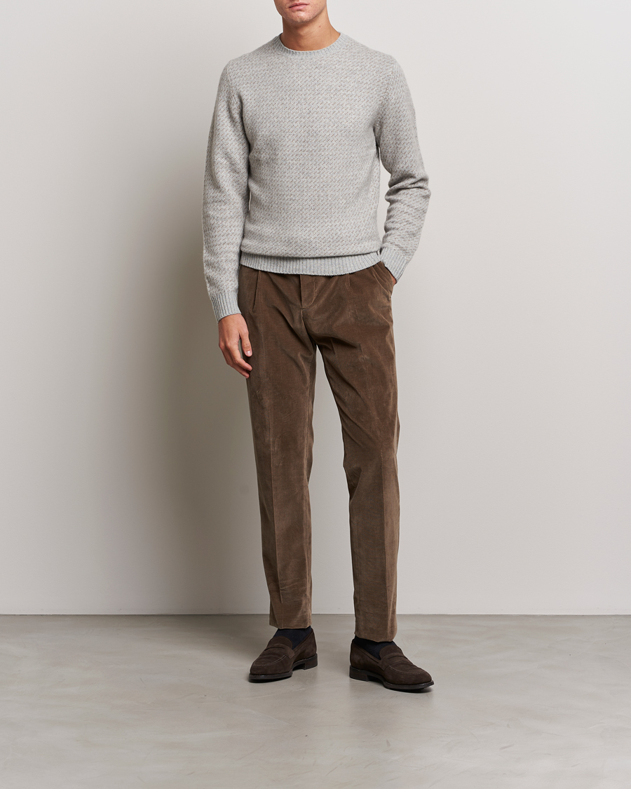 Herre | Gensere | Stenströms | Patterned Yak Merino Crewneck Grey