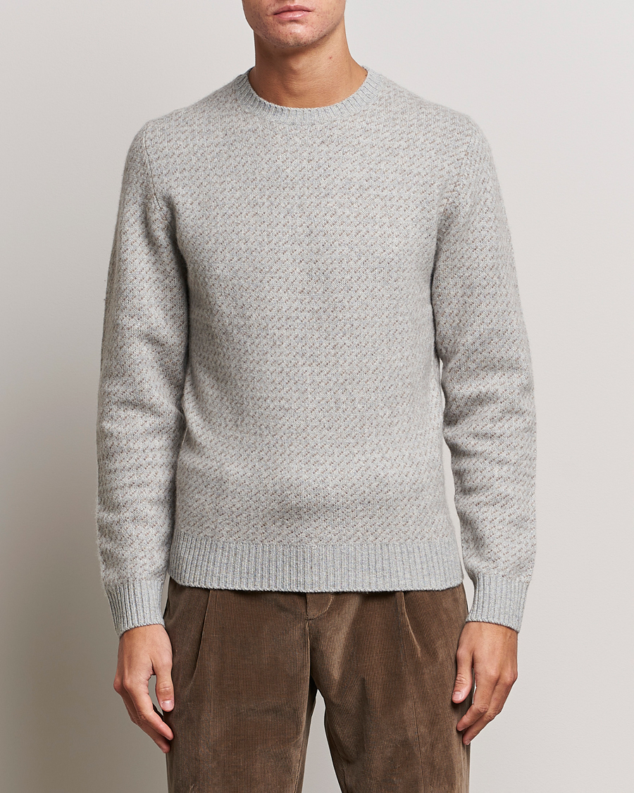 Herre | Gensere | Stenströms | Patterned Yak Merino Crewneck Grey