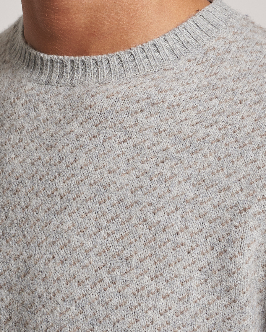 Herre | Gensere | Stenströms | Patterned Yak Merino Crewneck Grey
