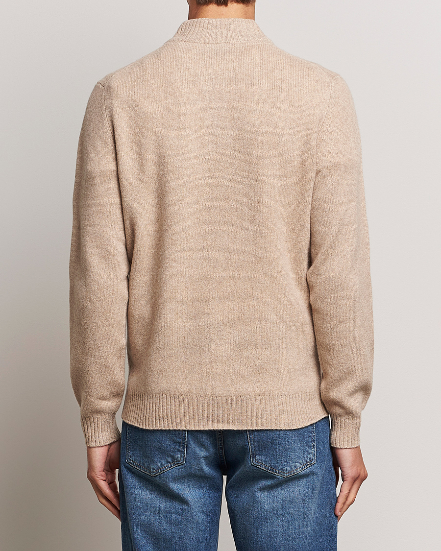 Herre | Gensere | Stenströms | Patterned Yak Merino Half-Zip Beige