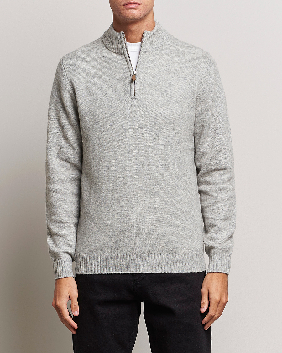 Herre | Gensere | Stenströms | Patterned Yak Merino Half-Zip Grey