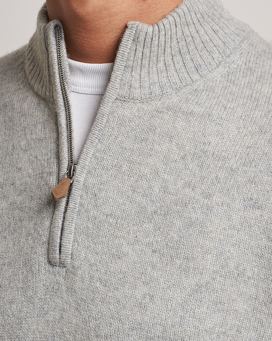 Herre | Gensere | Stenströms | Patterned Yak Merino Half-Zip Grey