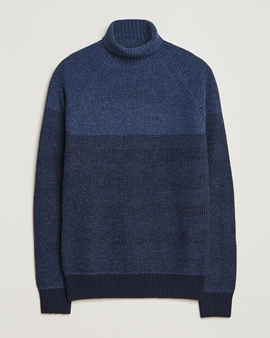 Herre | Gensere | Stenströms | Chunky Ombre Knit Rollneck Blue