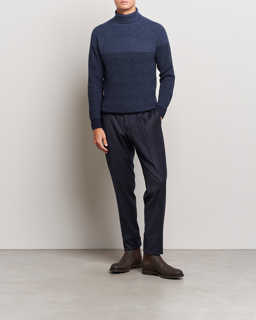Herre | Gensere | Stenströms | Chunky Ombre Knit Rollneck Blue