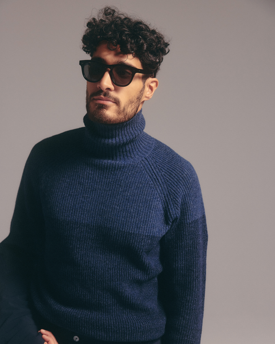 Herre | Gensere | Stenströms | Chunky Ombre Knit Rollneck Blue