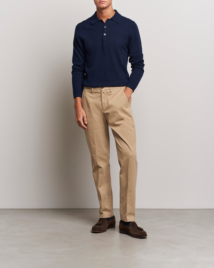 Herre | Gensere | Stenströms | Cashmere Poloshirt Navy