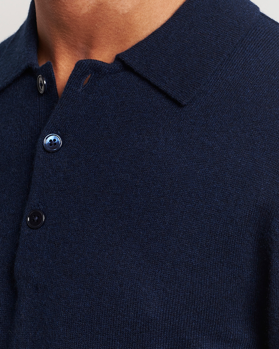 Herre | Gensere | Stenströms | Cashmere Poloshirt Navy