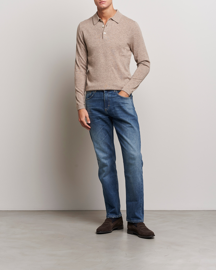 Herre | Gensere | Stenströms | Cashmere Poloshirt Beige