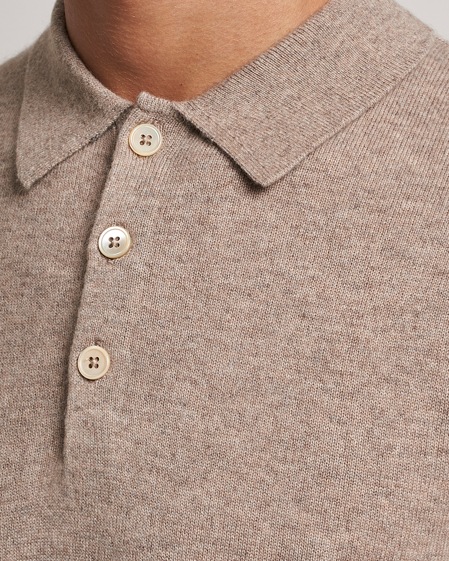 Herre | Gensere | Stenströms | Cashmere Poloshirt Beige