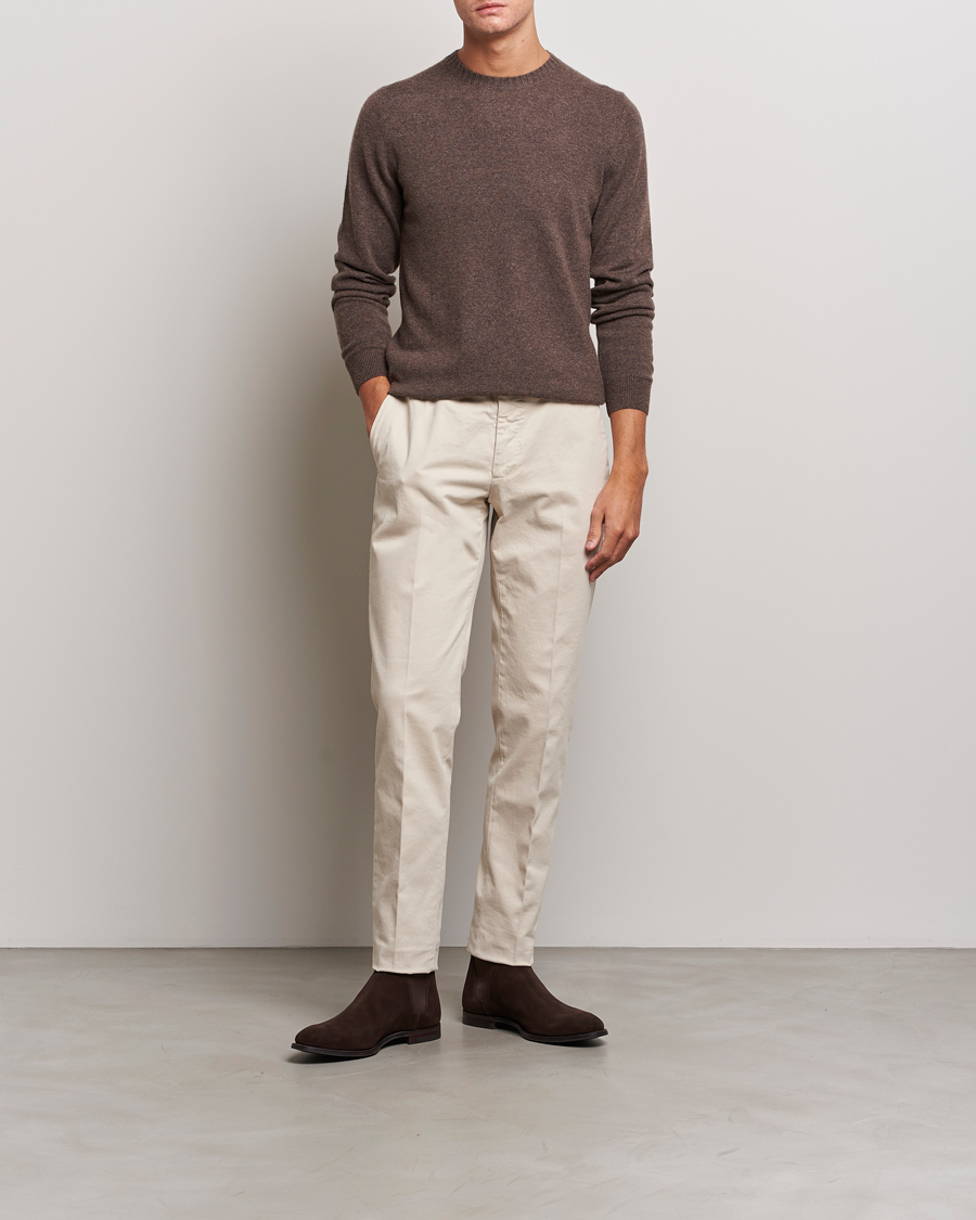Herre | Gensere | Stenströms | Cashmere Crewneck Brown