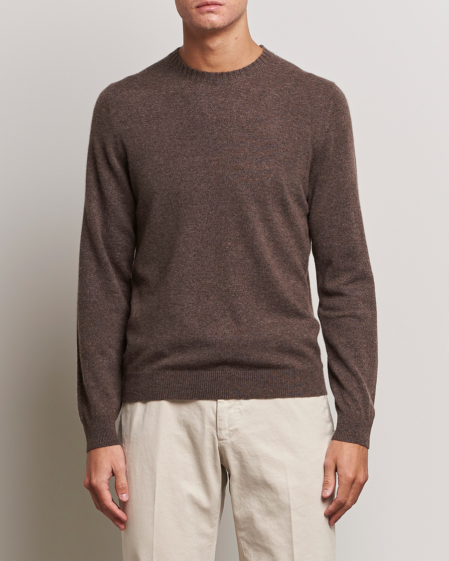 Herre | Gensere | Stenströms | Cashmere Crewneck Brown