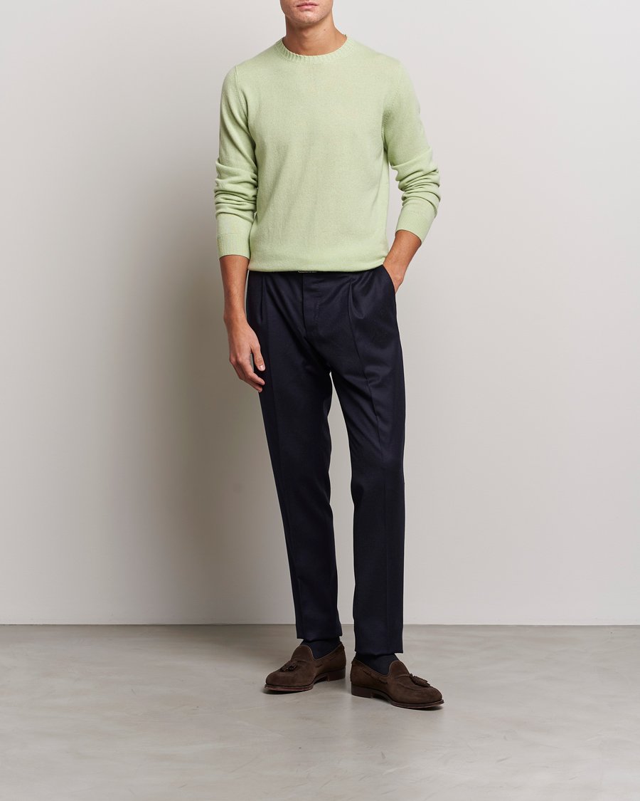 Herre | Gensere | Stenströms | Cashmere Crewneck Soft Green