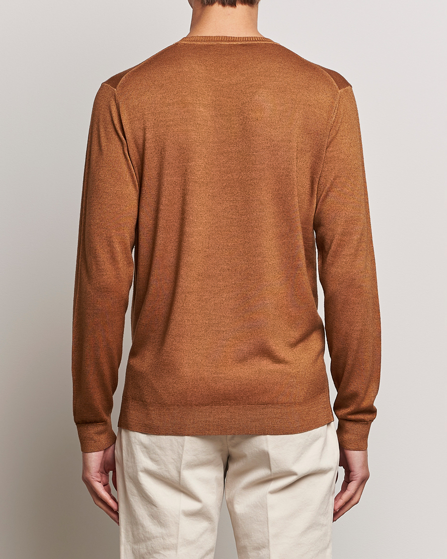 Herre | Gensere | Stenströms | Garment Dyed Merino Wool Crewneck Rust