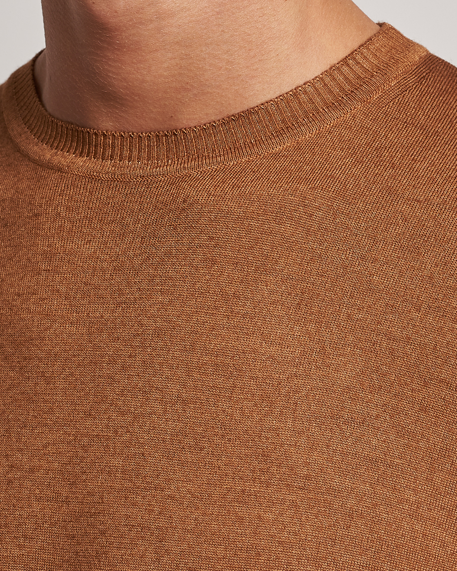 Herre | Gensere | Stenströms | Garment Dyed Merino Wool Crewneck Rust