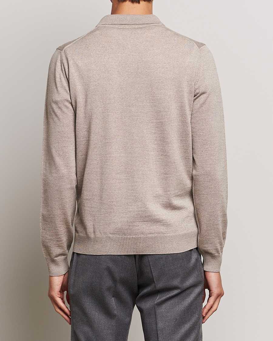 Herre | Gensere | Stenströms | Merino Wool Zip Polo Beige