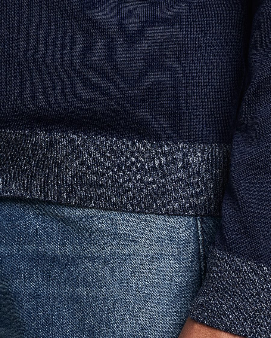 Herre | Gensere | Stenströms | Merino Wool Contrast Cardigan Navy