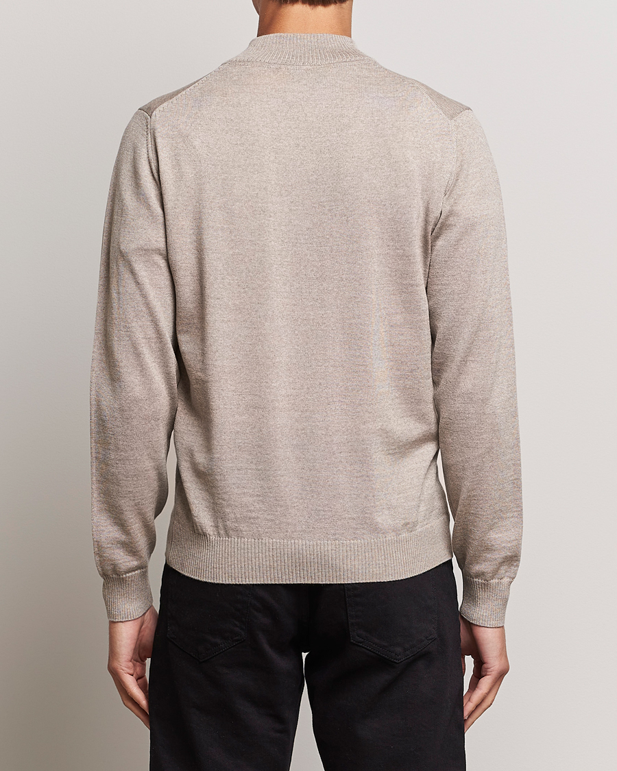 Herre | Gensere | Stenströms | Merino Half Zip Beige