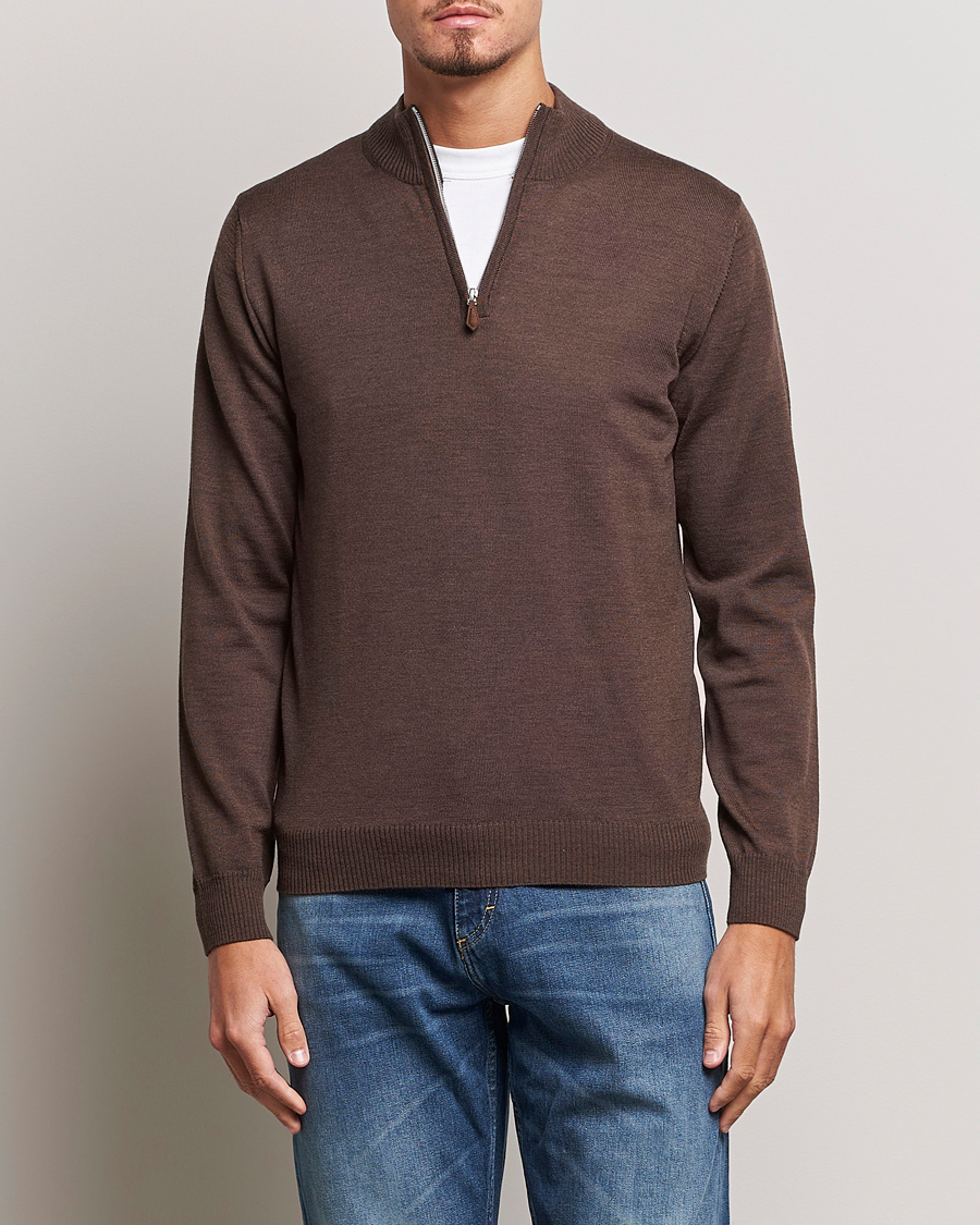 Herre | Salg | Stenströms | Merino Half Zip Brown