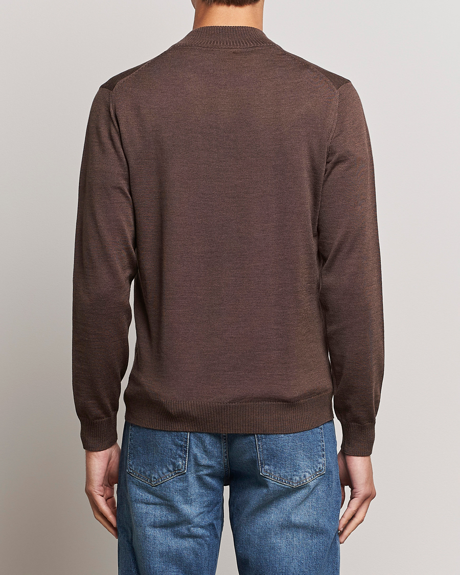 Herre | Gensere | Stenströms | Merino Half Zip Brown