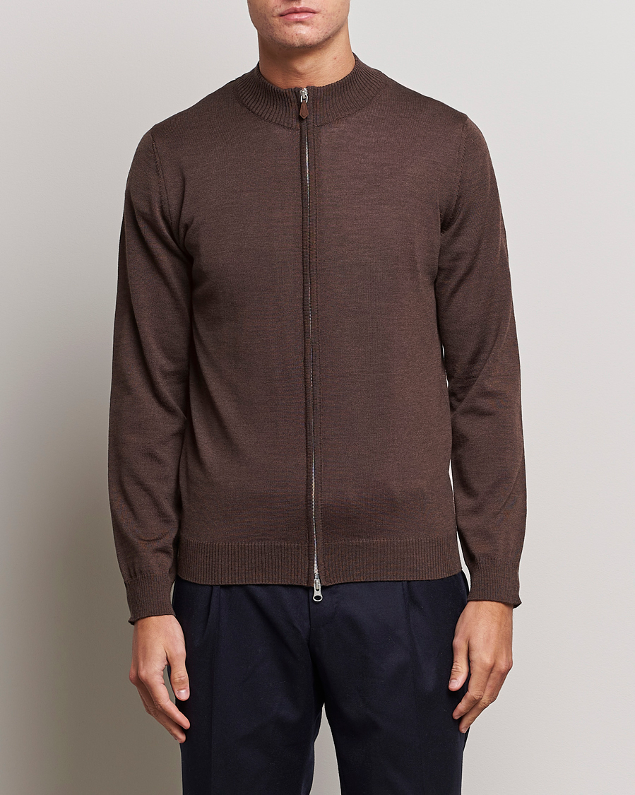 Herre | | Stenströms | Merino Full Zip Brown