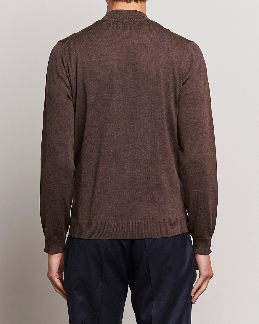Herre | Gensere | Stenströms | Merino Full Zip Brown