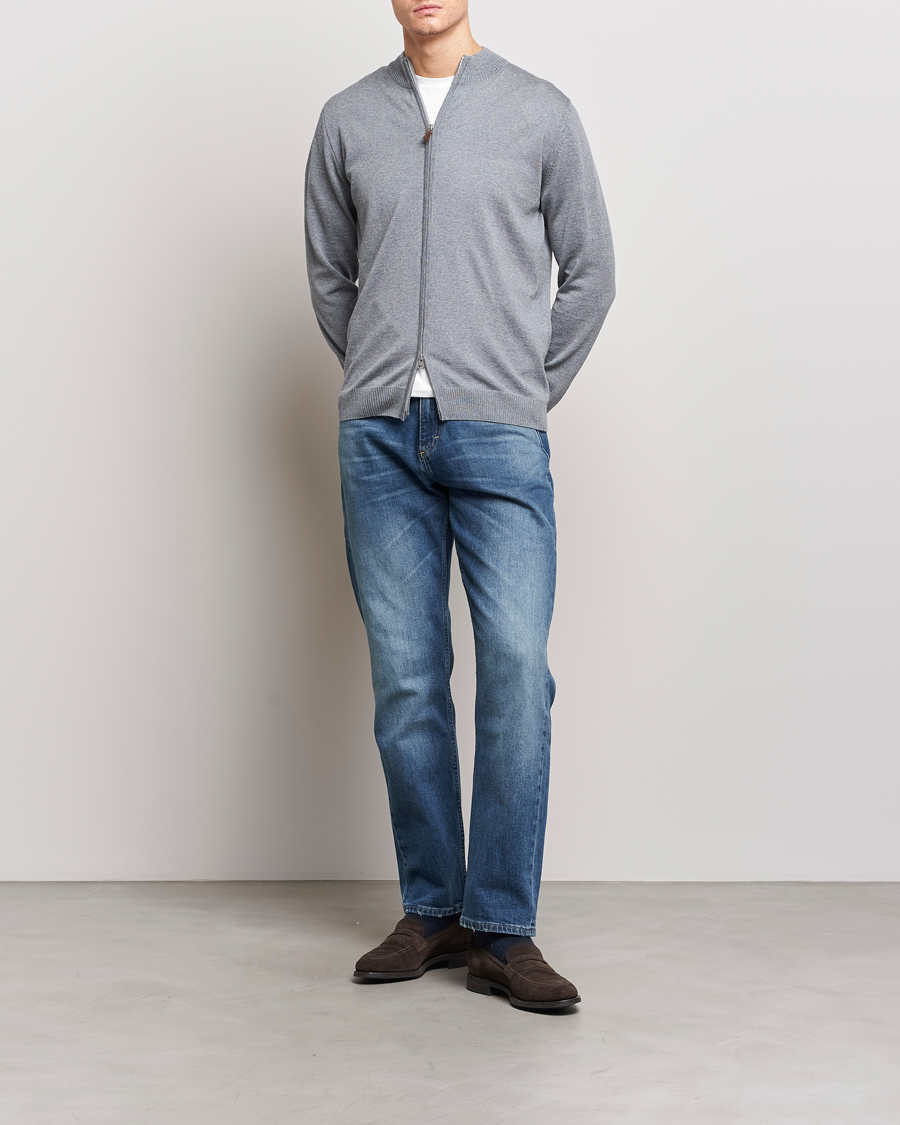 Herre | Gensere | Stenströms | Merino Full Zip Grey