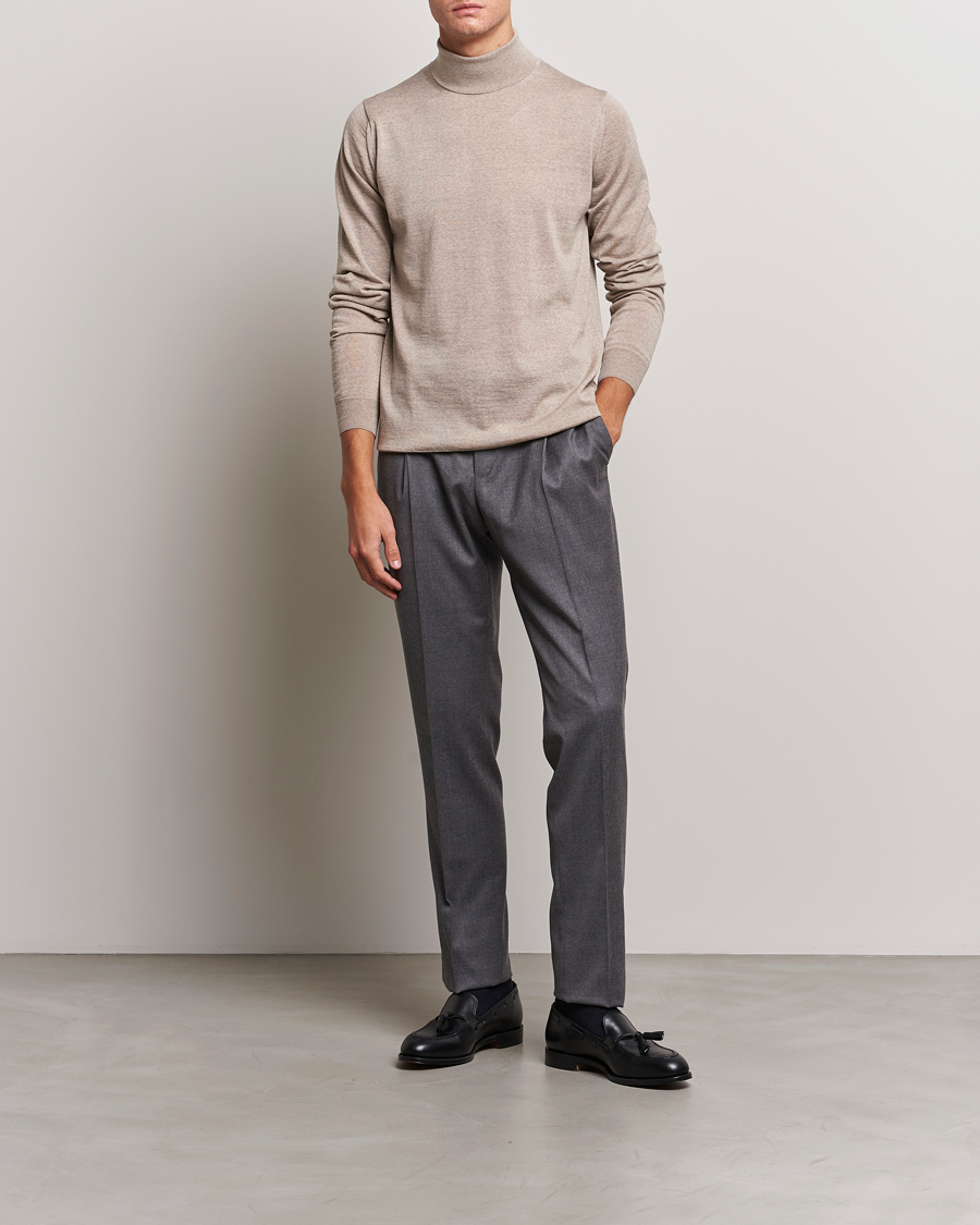 Herre | Gensere | Stenströms | Fine Merino Rollneck Beige