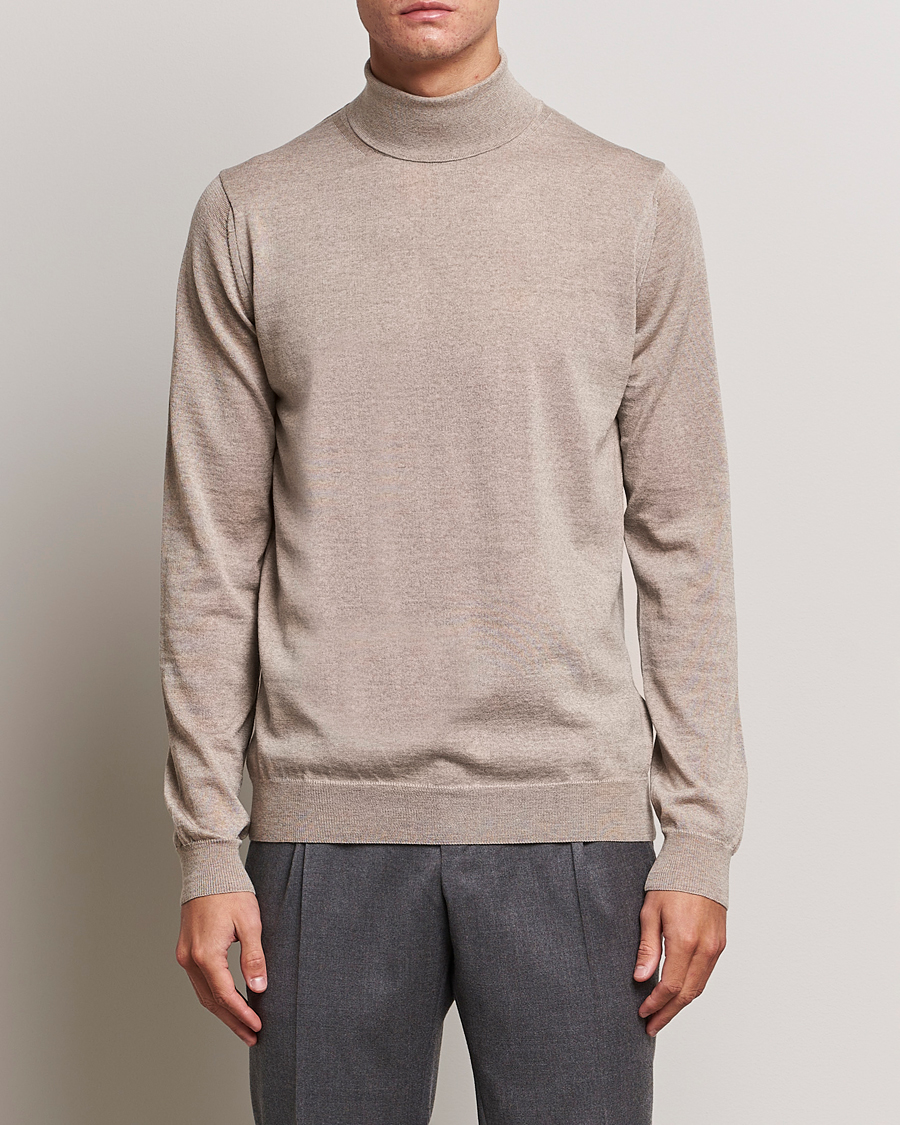 Herre | Gensere | Stenströms | Fine Merino Rollneck Beige