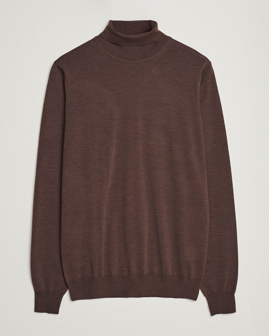 Herre | Gensere | Stenströms | Fine Merino Rollneck Brown