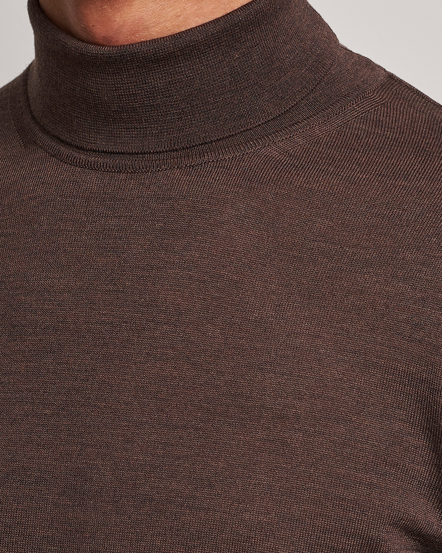 Herre | Gensere | Stenströms | Fine Merino Rollneck Brown