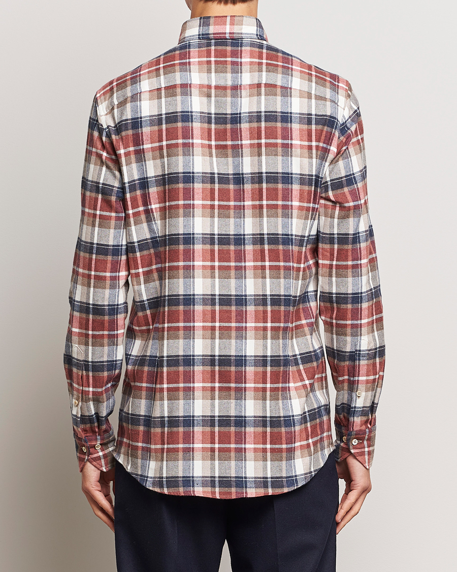 Herre | Skjorter | Stenströms | Slimline Checked Button Down Flannel Shirt Red
