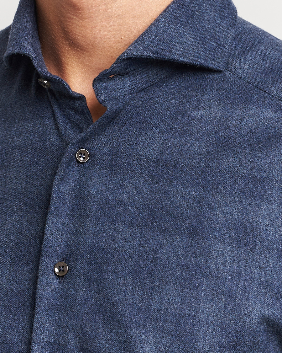 Herre | Skjorter | Stenströms | Slimline Checked Cut Away Flannel Shirt Navy