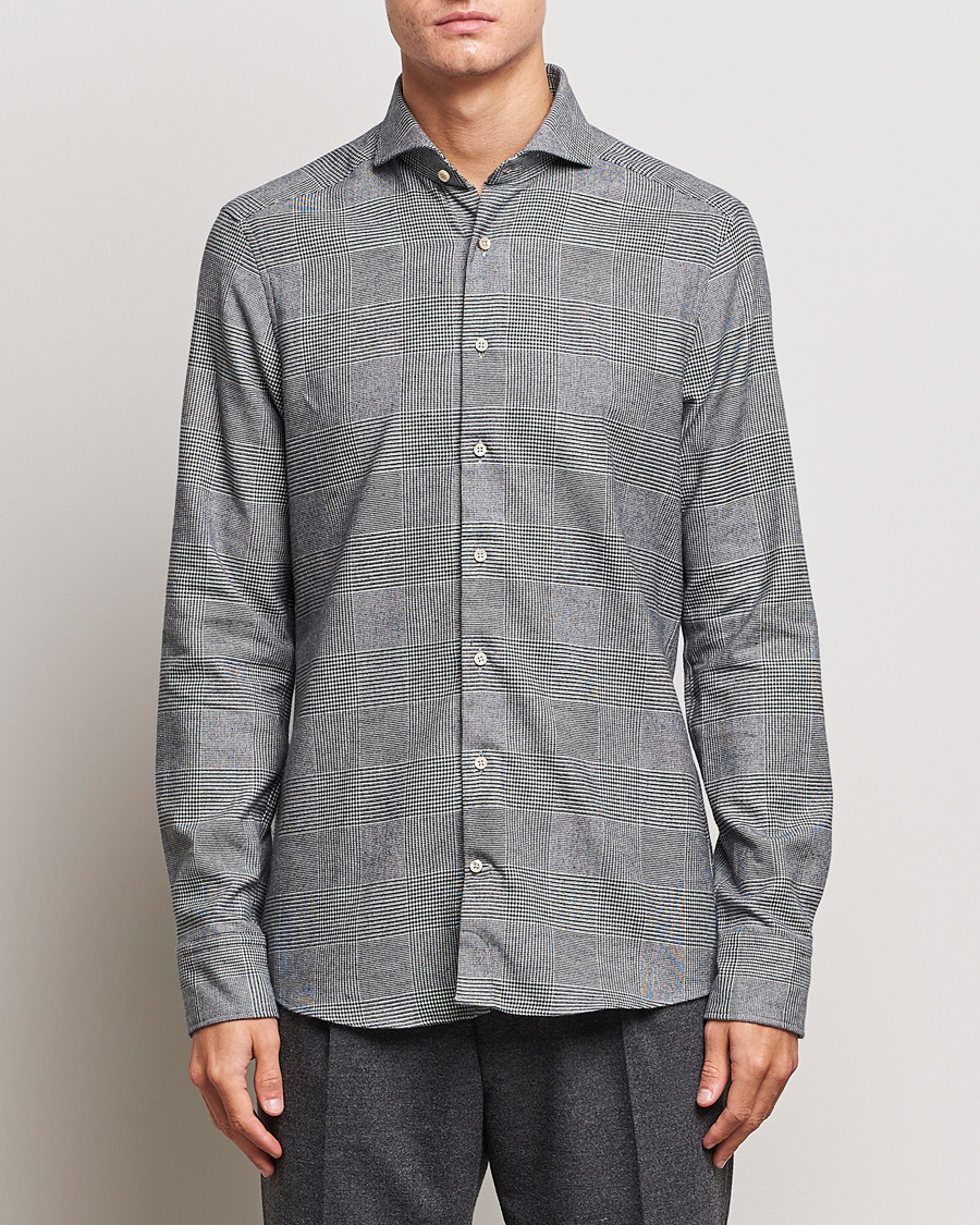 Herre | Skjorter | Stenströms | Slimline Prince of Wales Check Flannel Shirt Grey