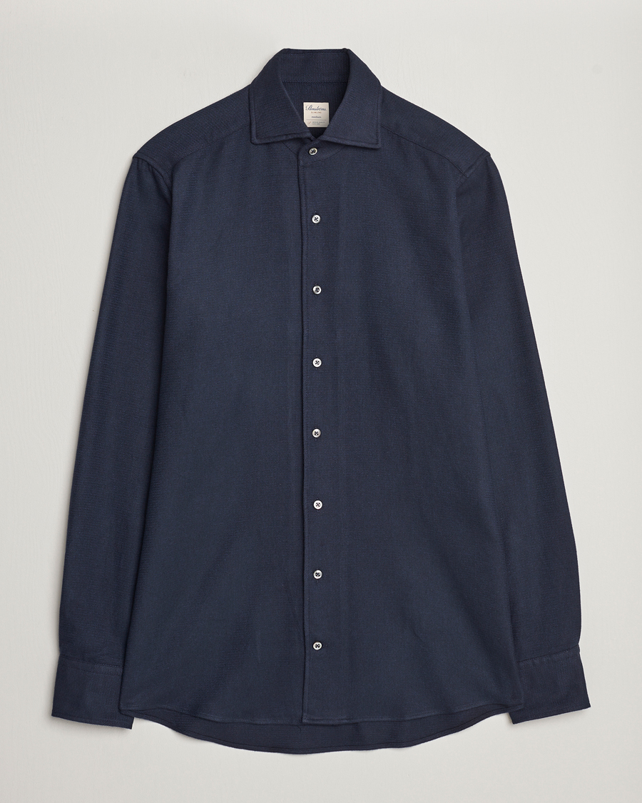 Herre | Skjorter | Stenströms | Slimline Micro Structure Flannel Shirt Navy